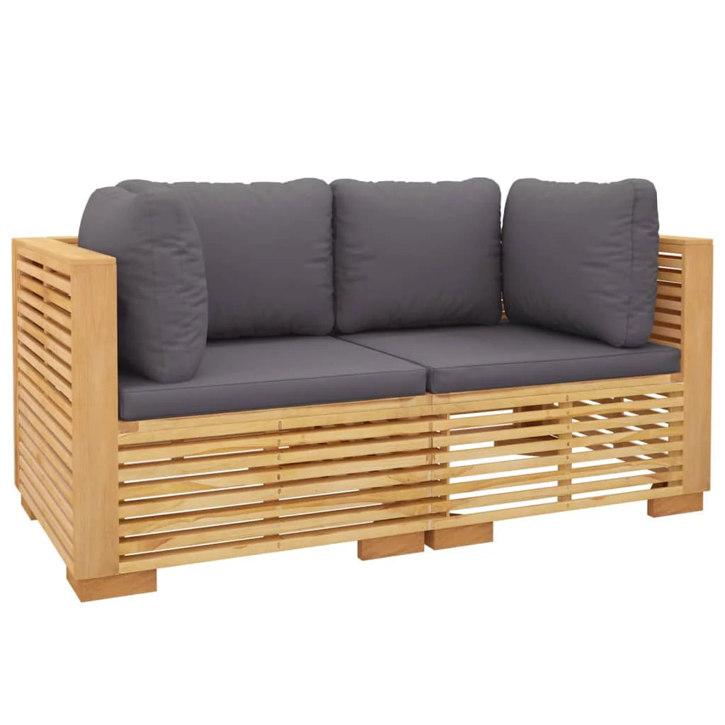 Patio Corner Sofa with Cushions, Solid Wood W169923