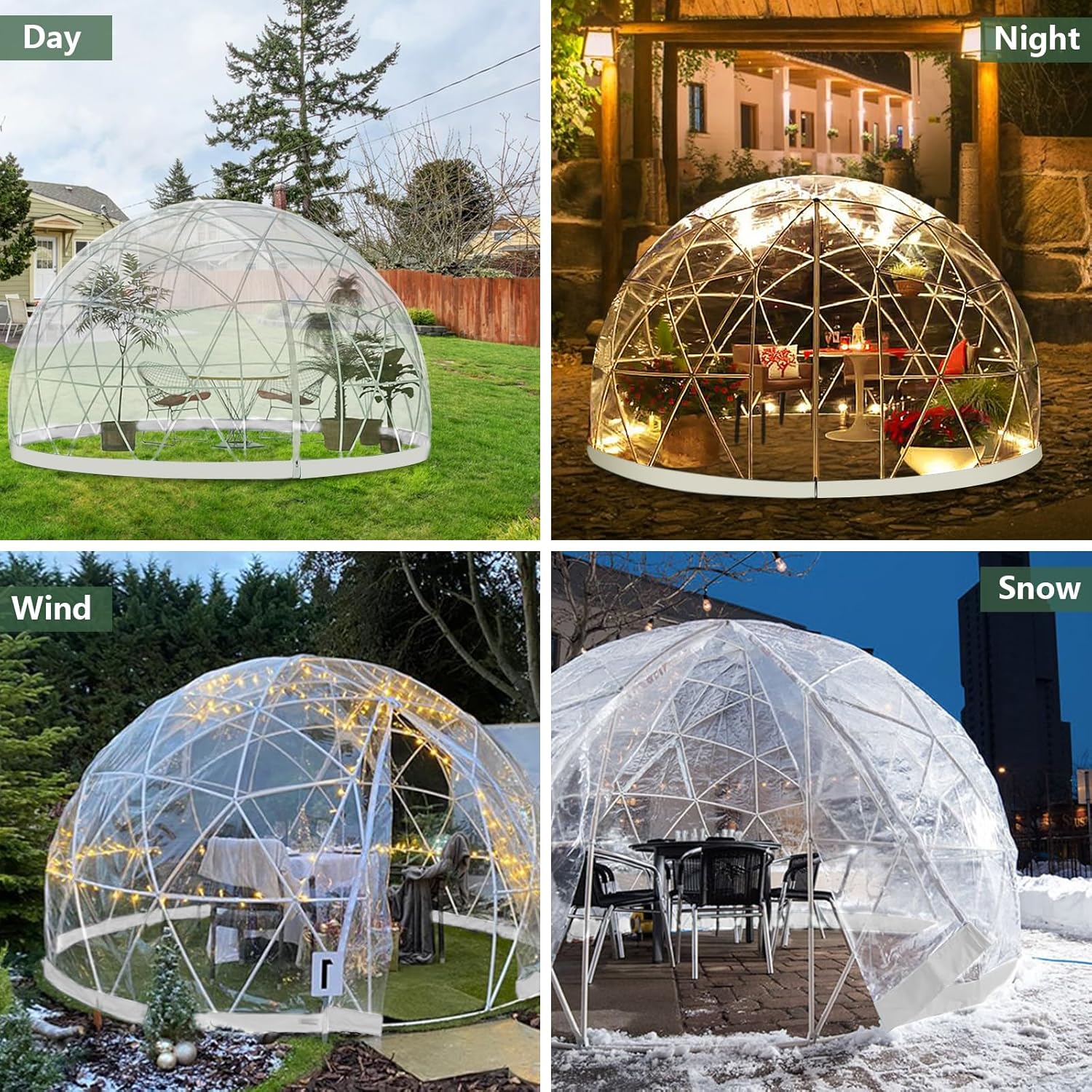 12FT Bubble Dome Tent for 4-8 Person, Waterproof Clear Igloo with Transparent Window E211974