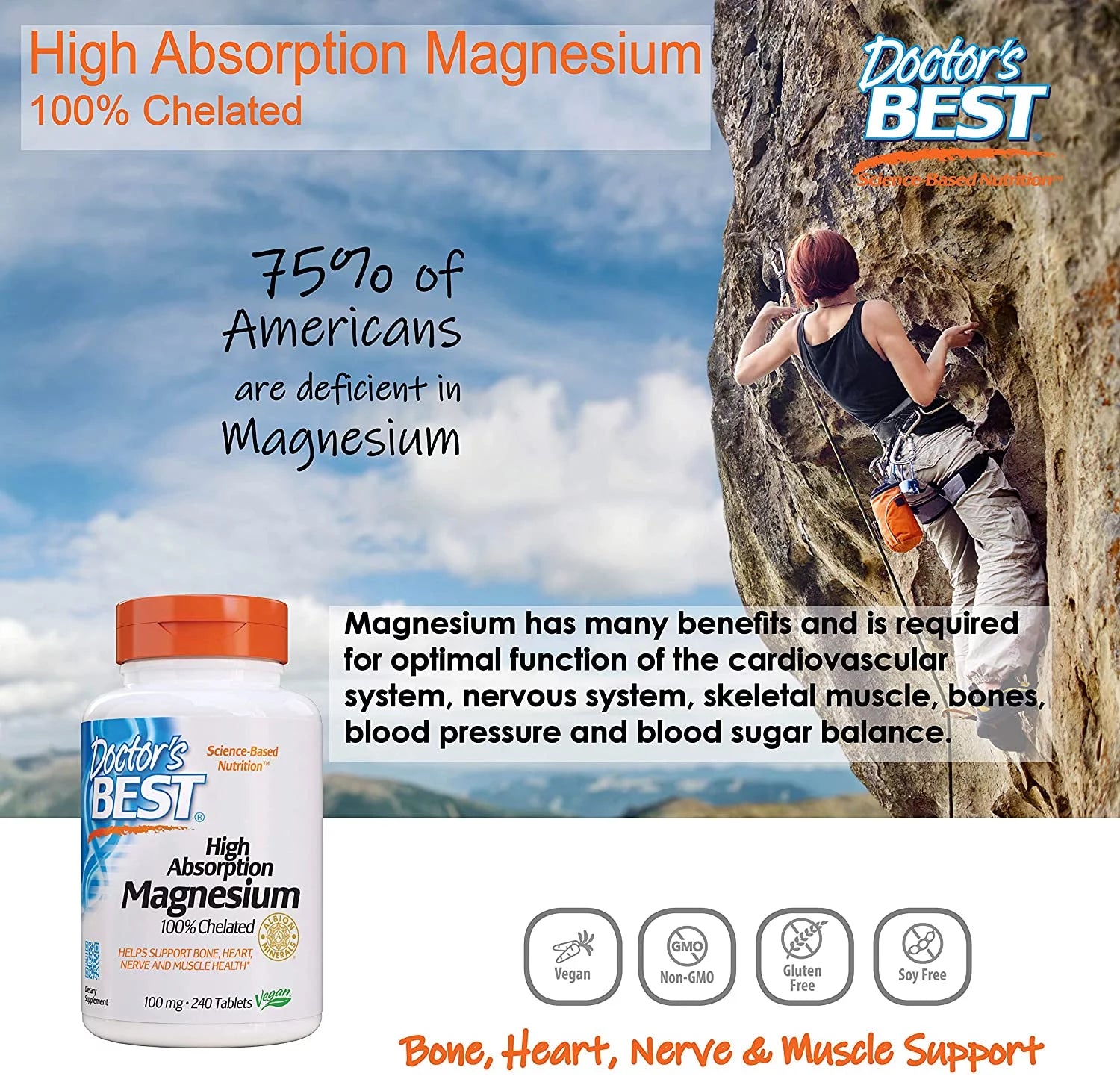 High Absorption Magnesium Multivitamins 100 mg, 240 Tablets E8165