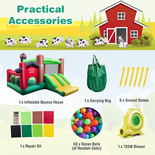 Inflatable Bounce House with Dual Slides and Ball Pit Z5982