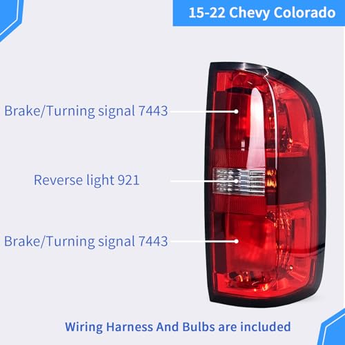 Tail Light Assembly for 2015-2022 Chevy Colorado Halogen, Red Clear Lens, Left Driver Side K83166