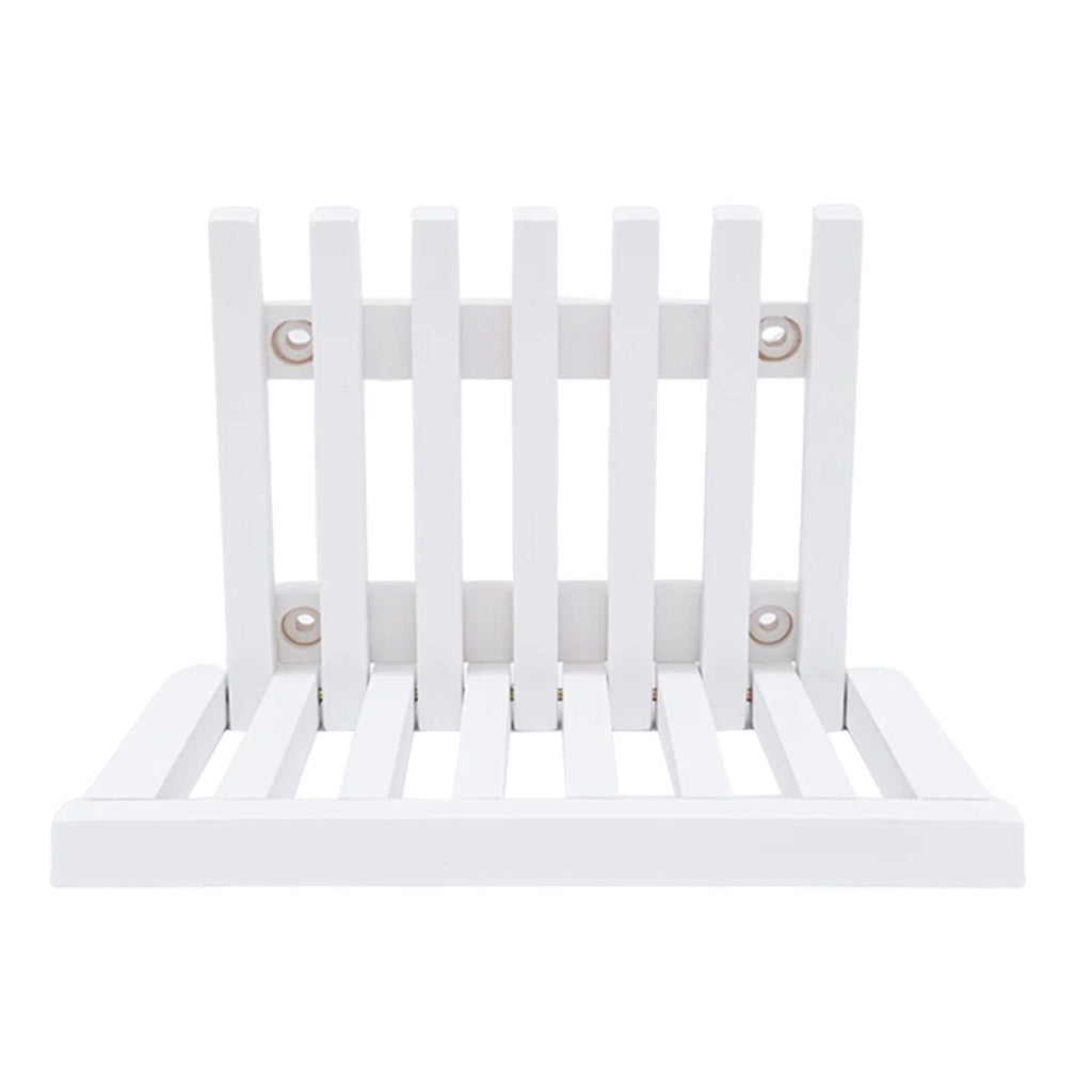 Wall Mounted Folding Stool Chair Rubber Wood White Shower Seat Bench E615683