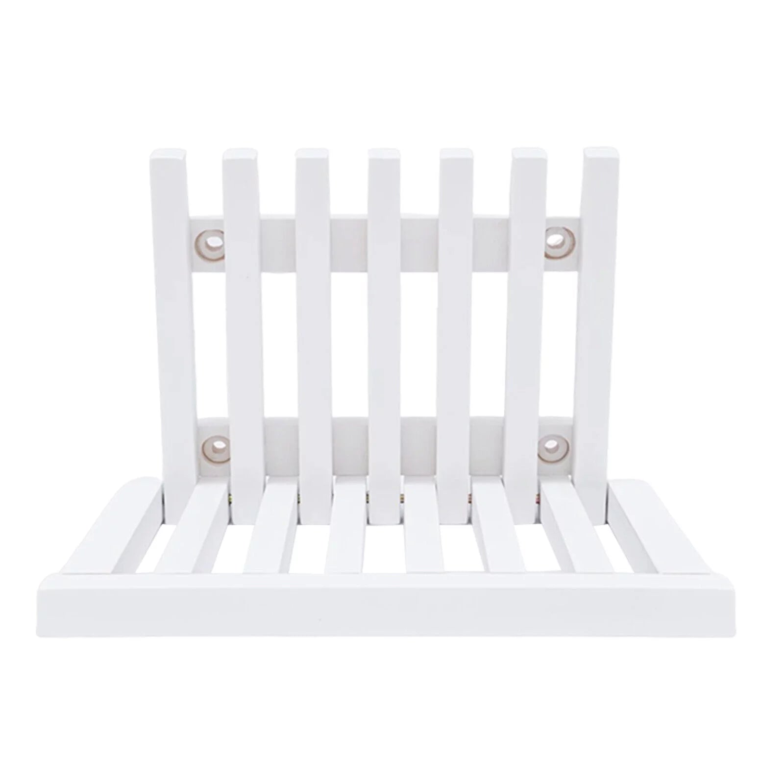 Wall Mounted Folding Stool Chair Rubber Wood White Shower Seat Bench E615683