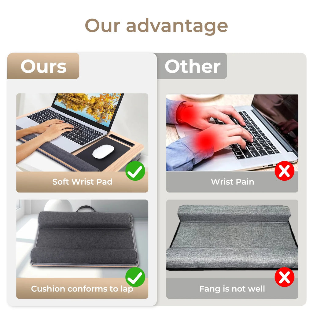 Lap Desk with Wrist Rest, Mouse Pad and Phone Holder for Bed Home Office A423