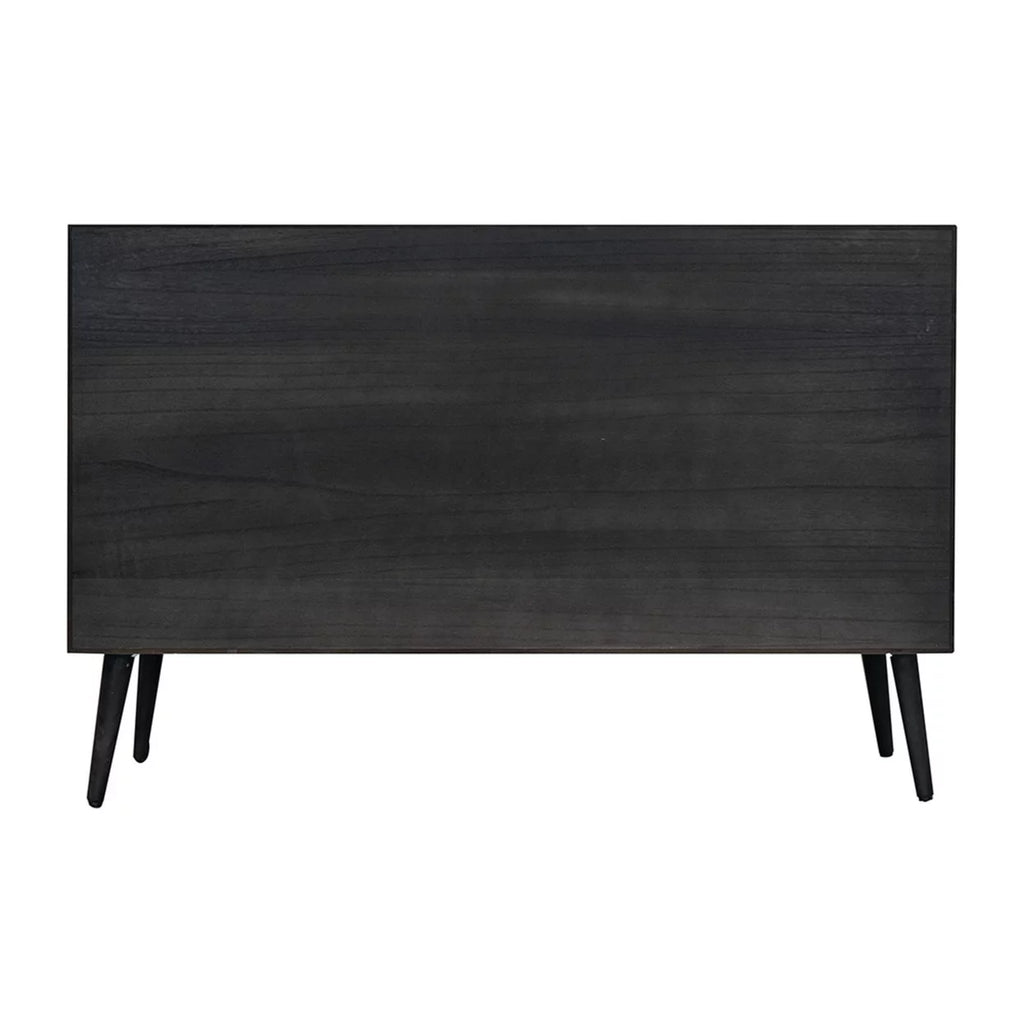 47 Inch TV Media Entertainment Center, Pine Wood, Rattan Doors, Black X52383