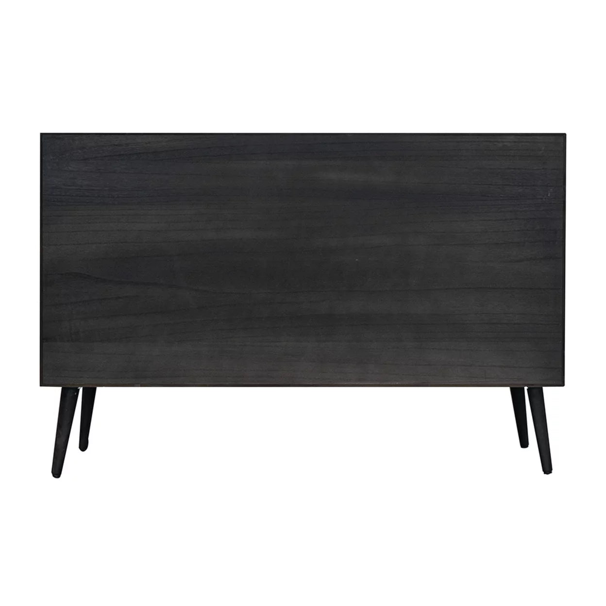 47 Inch TV Media Entertainment Center, Pine Wood, Rattan Doors, Black X52383