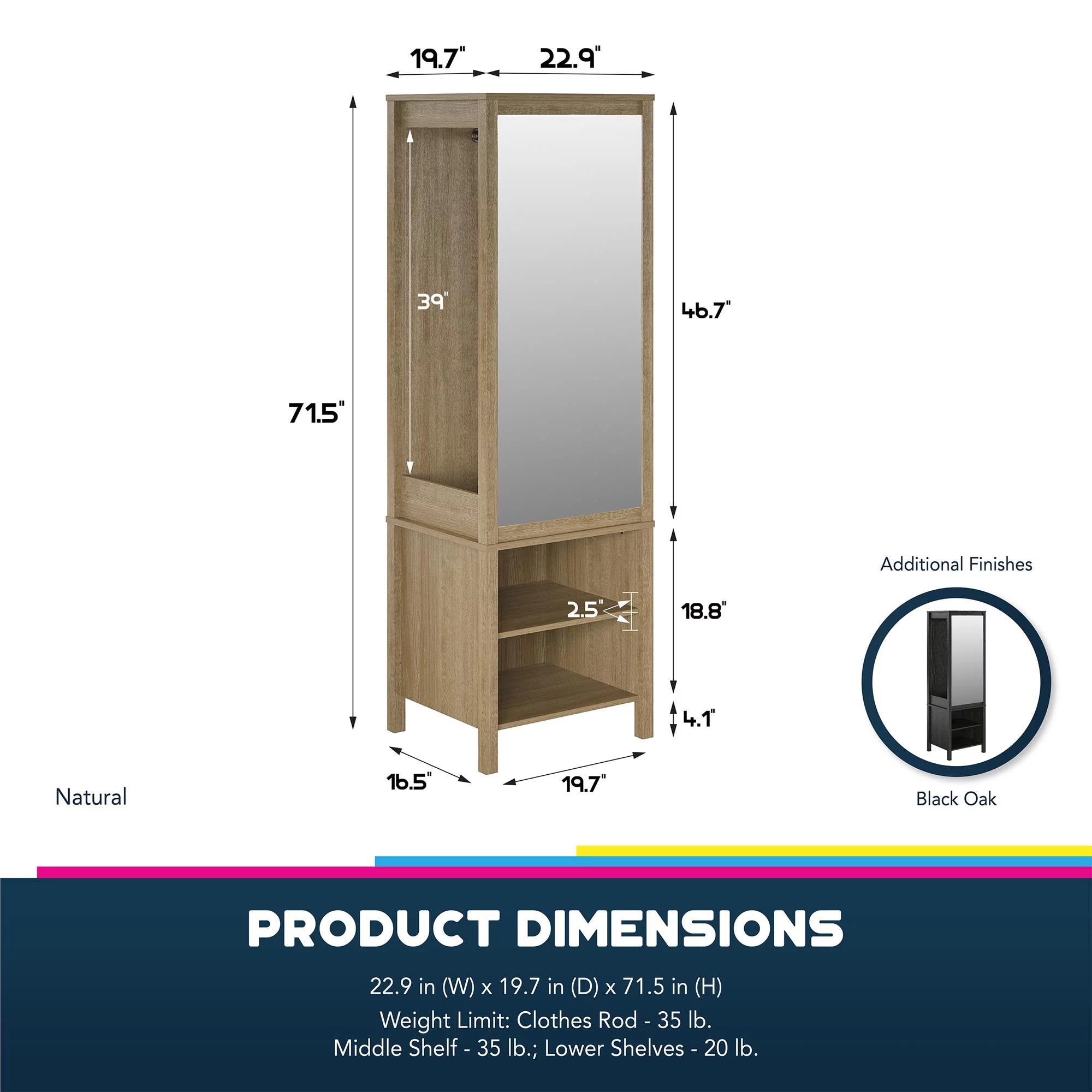 Wardrobe, Black Oak D7874
