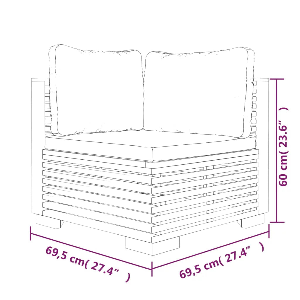 Patio Corner Sofa with Cushions, Solid Wood W169923
