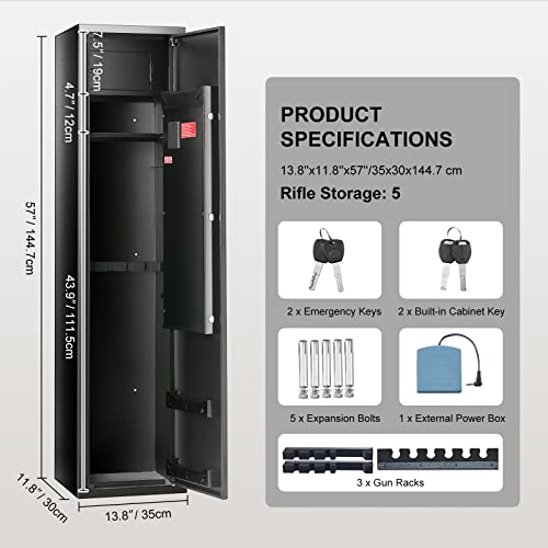 Gun Safe with Digital Keypad, Quick Access Storage Cabinet for Rifles and Shotguns T7376