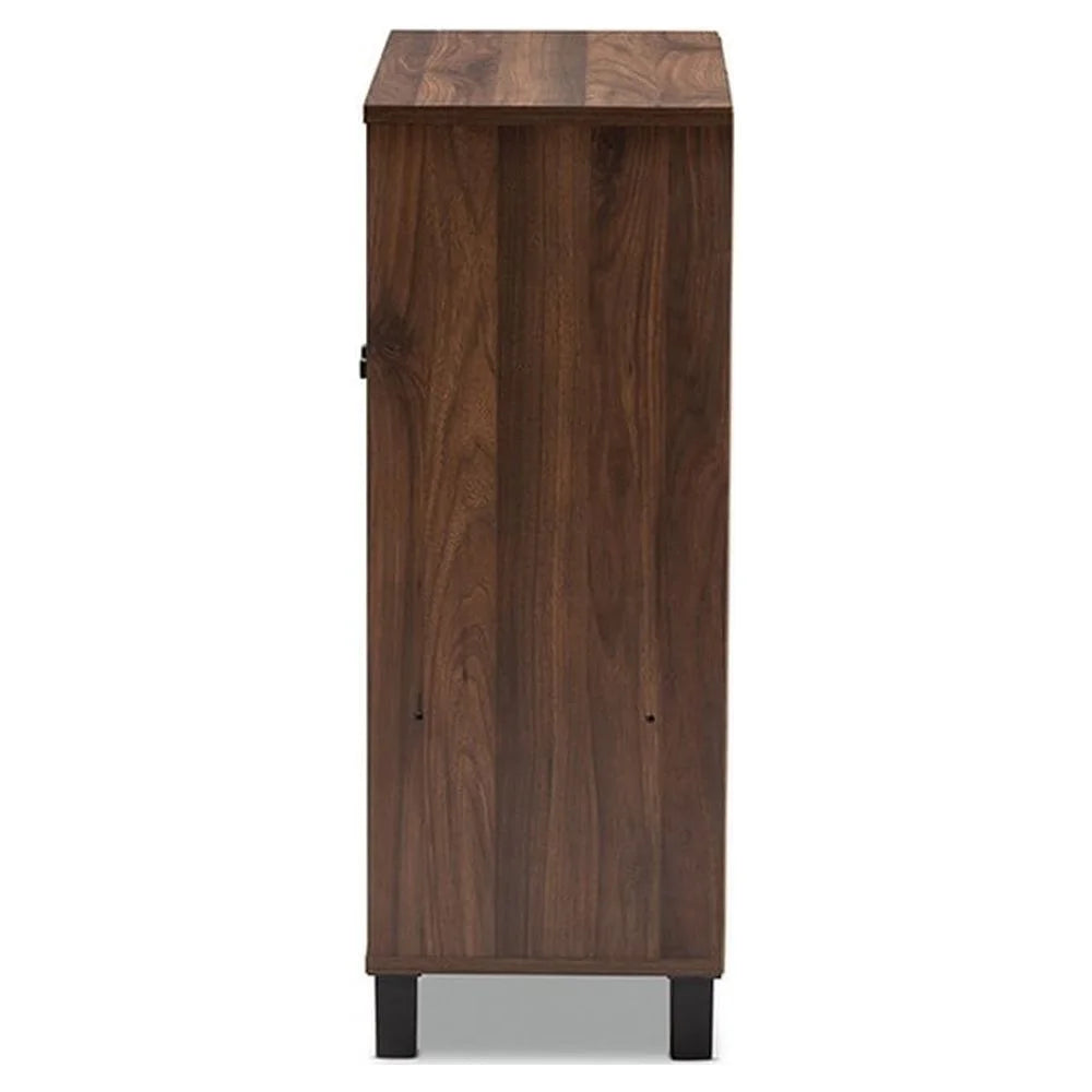 Walnut Brown 2-Door Wood Shoe Storage Cabinet Q18299