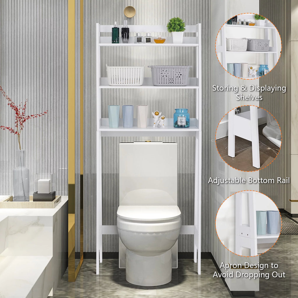 Over-The-Toilet Storage Shelf 3-Tier Wooden Bathroom Organizer Q814