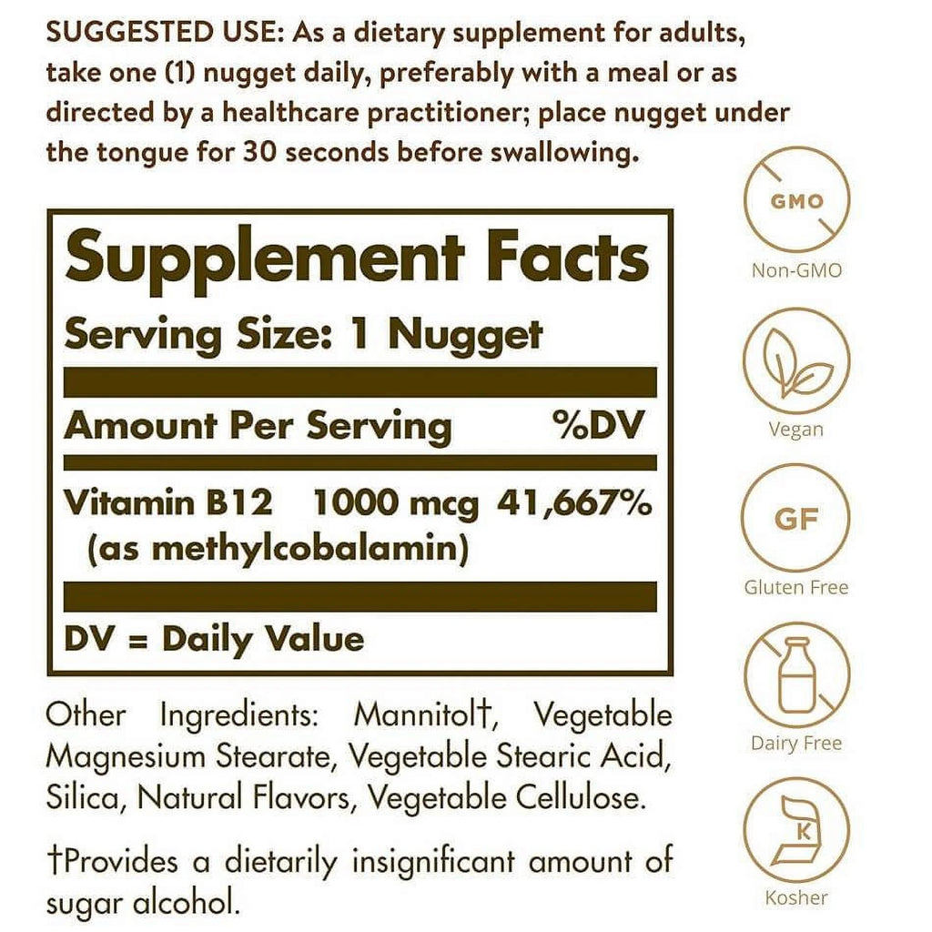 Methylcobalamin Vitamin B12 1000 mcg 60 Nuggets, 3 Packs A783704