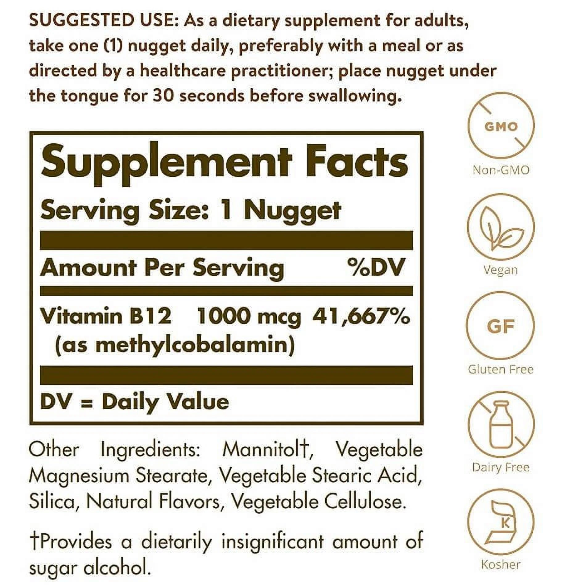 Methylcobalamin Vitamin B12 1000 mcg 60 Nuggets, 3 Packs A783704
