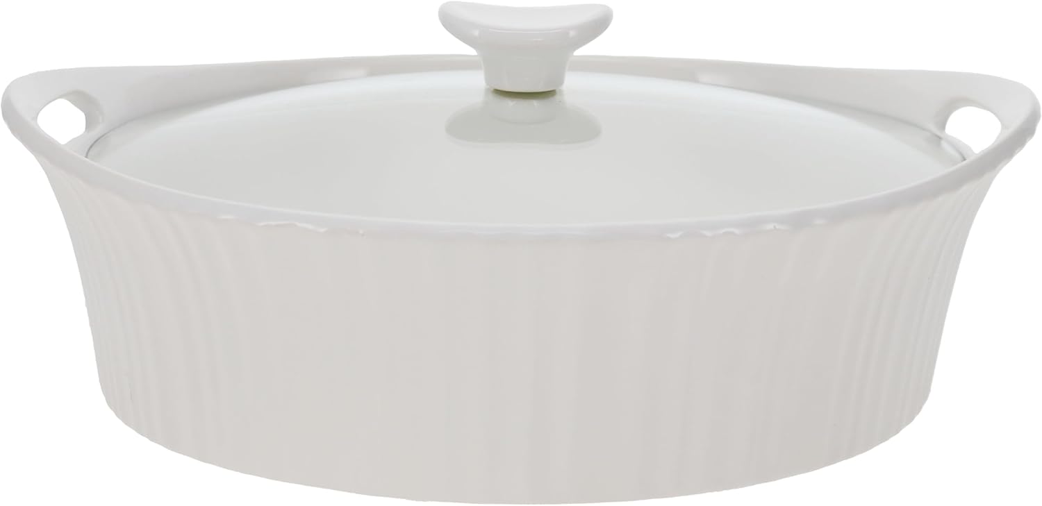 CorningWare French White 2.5-quart Oval Casserole with Glass Lid