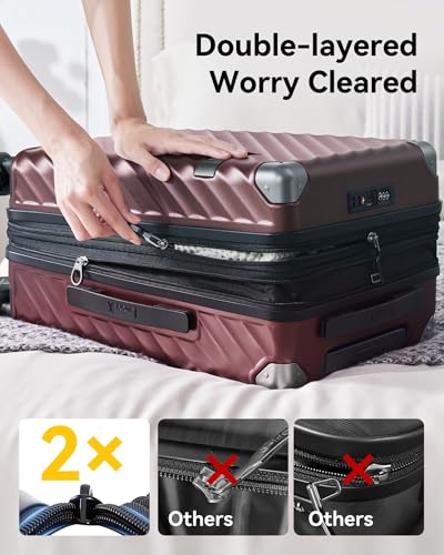 3 Piece Luggage Set with Spinner Wheels, Expandable Hard Suitcases, TSA Approved L822