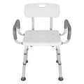 MaxKare Shower Chair with Back and Padded Armrests, 6 Levels Adjustable Height 26.8"-39.1", Support up to 300Lbs