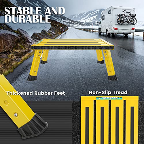 3-Level Adjustable Aluminum Folding RV Steps, Anti-Skid, Supports 1000 lb W1181