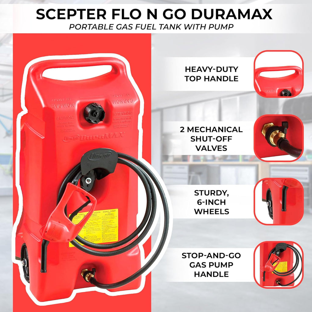 14 Gallon Portable Gas Fuel Tank Container with Siphon Pump and 10 ft Hose, 2 Pack J7112