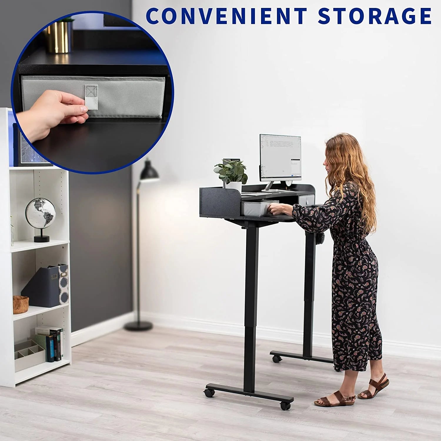 Adjustable Height Standing Desk with Storage Drawers Y818796