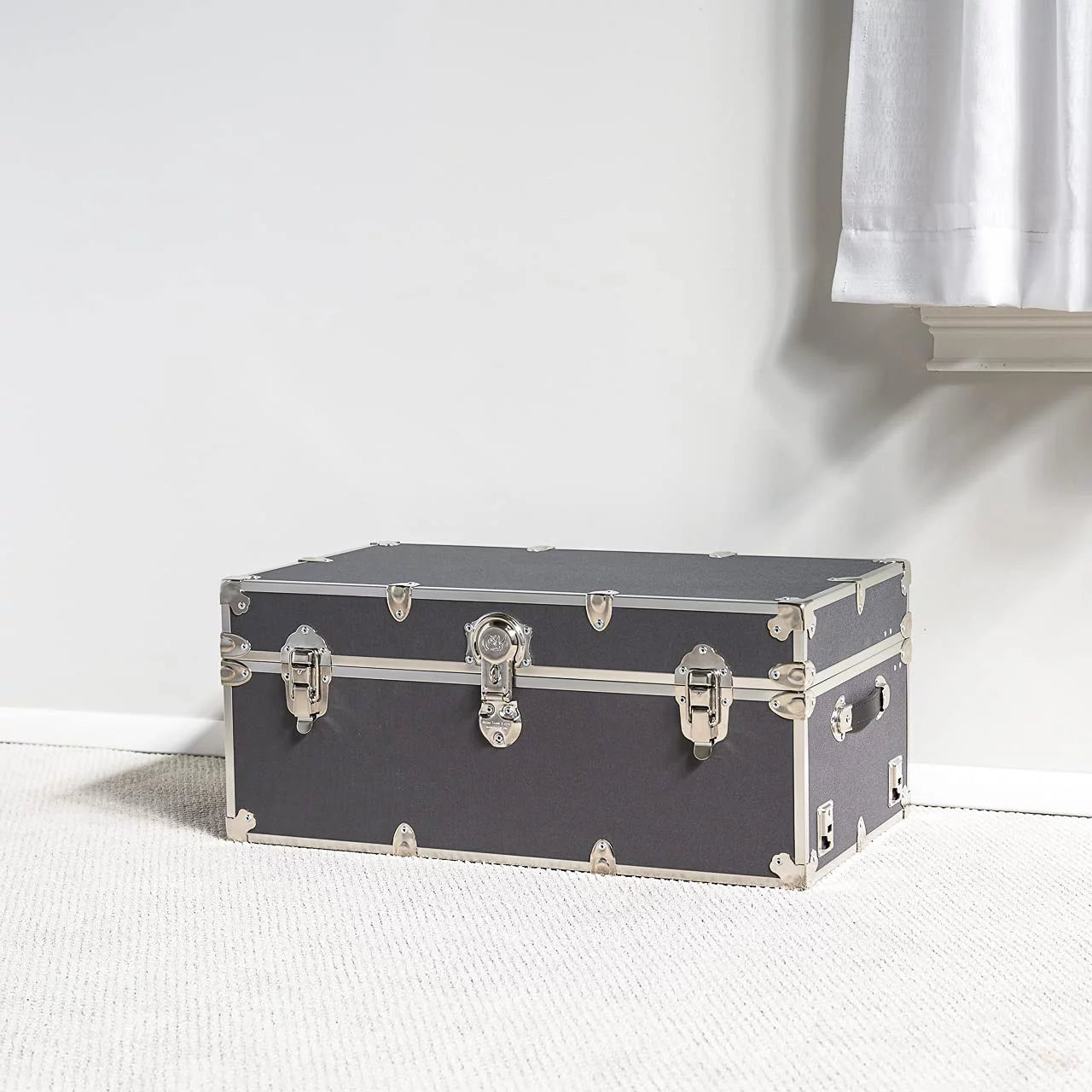 Large Leather Embossed Vinyl Trunk for Storage, 32"x18"x14" T9122