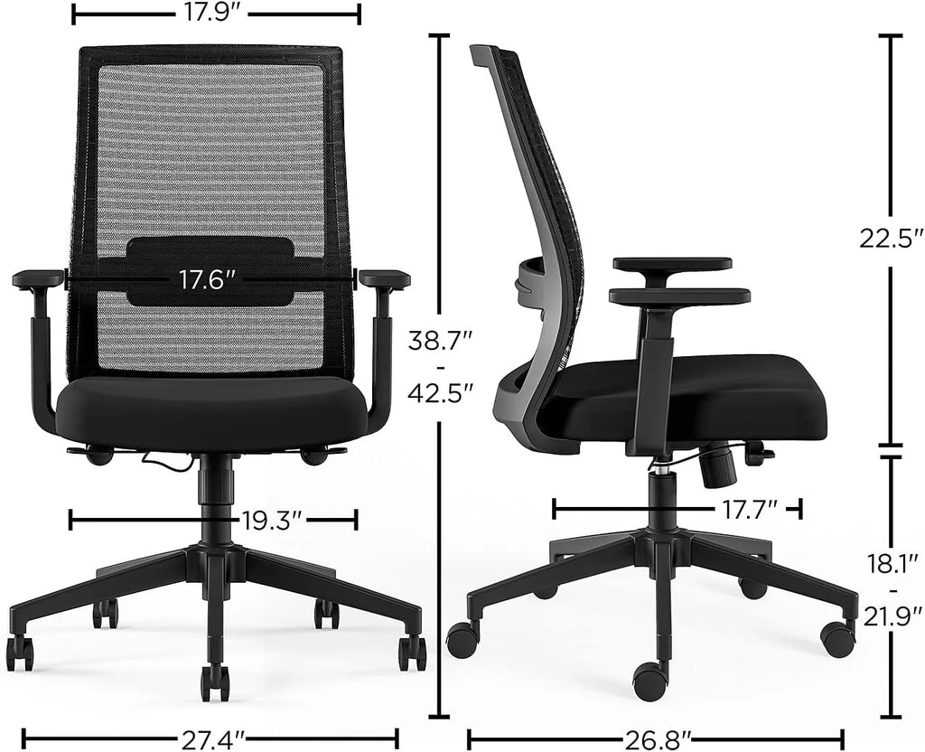 Swivel Task Chair, Black, 2-Pack U301