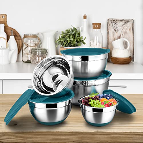 Mixing Bowls with Lids Set, Stainless Steel, Set of 5 I41649