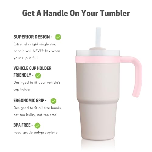 Tumbler Handle for 14oz Quencher, Pack of 2, Anti Slip, Car Cup Holder Friendly W772