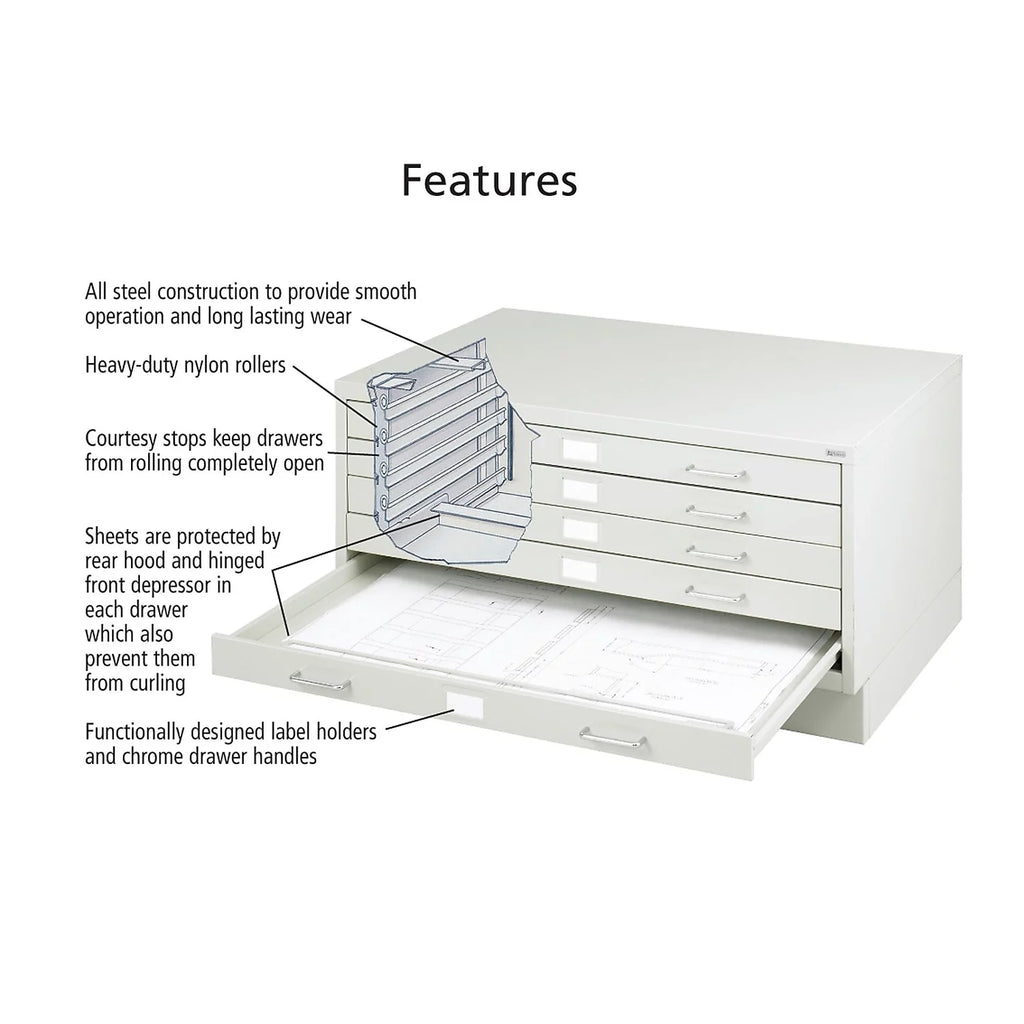 5 Drawer Small Metal Flat File Cabinet Light Gray A83944
