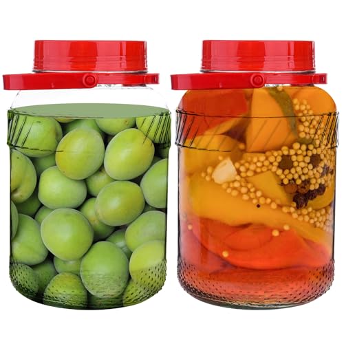 1 Gallon Glass Jar with Lids, 2 Pack Wide Mouth 128 oz Storage Container B110140