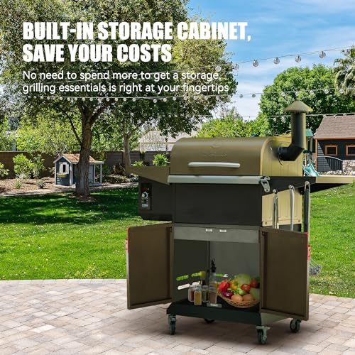 Wood Pellet Grill Smoker with PID Controller, 8-in-1 BBQ Grill, 572 sq in Cooking Area I257489