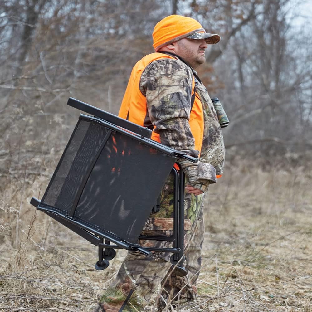 Hunting Blind Chair with Armrests, Portable Folding Swivel Seat J252