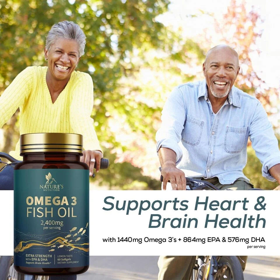 Omega 3 Fish Oil Capsules 2400mg EPA & DHA, 60 Softgels Z166