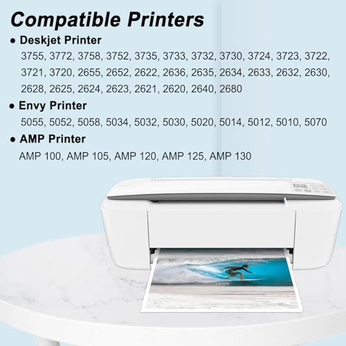 Ink Cartridges Black/Color Combo Pack (2-Pack) for HP Envy 6000 6400 6055 6032 Pro 6455 Deskjet 2700 2755 2752 2722 2732 Plus 4155 Printer P4938