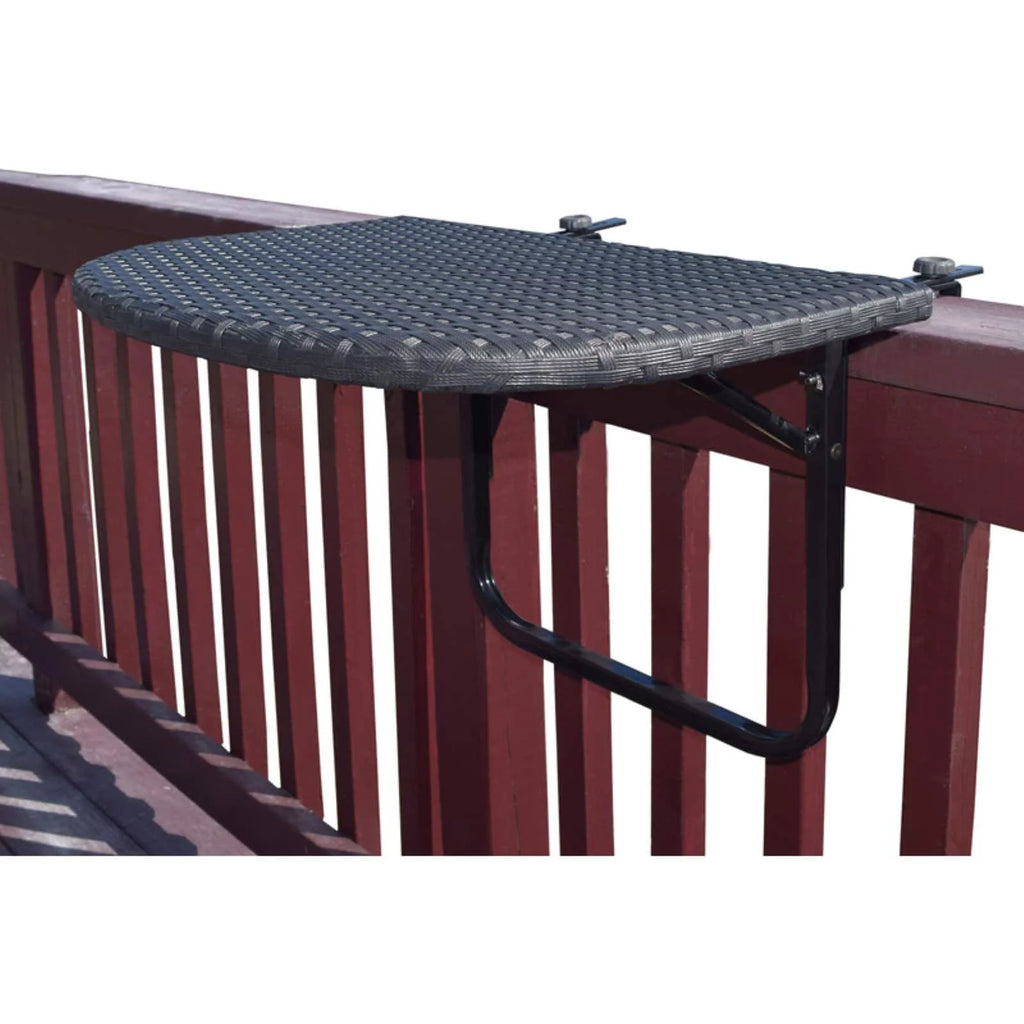Wicker and Metal Foldable Balcony Table with Adjustable Clamps S4397