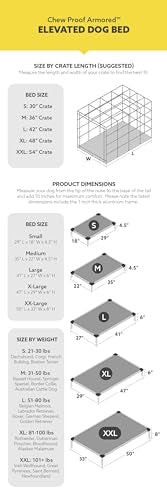 Elevated Dog Bed for Aggressive Chewers, Heavy Duty Washable, XX-Large 50"x33" V94347