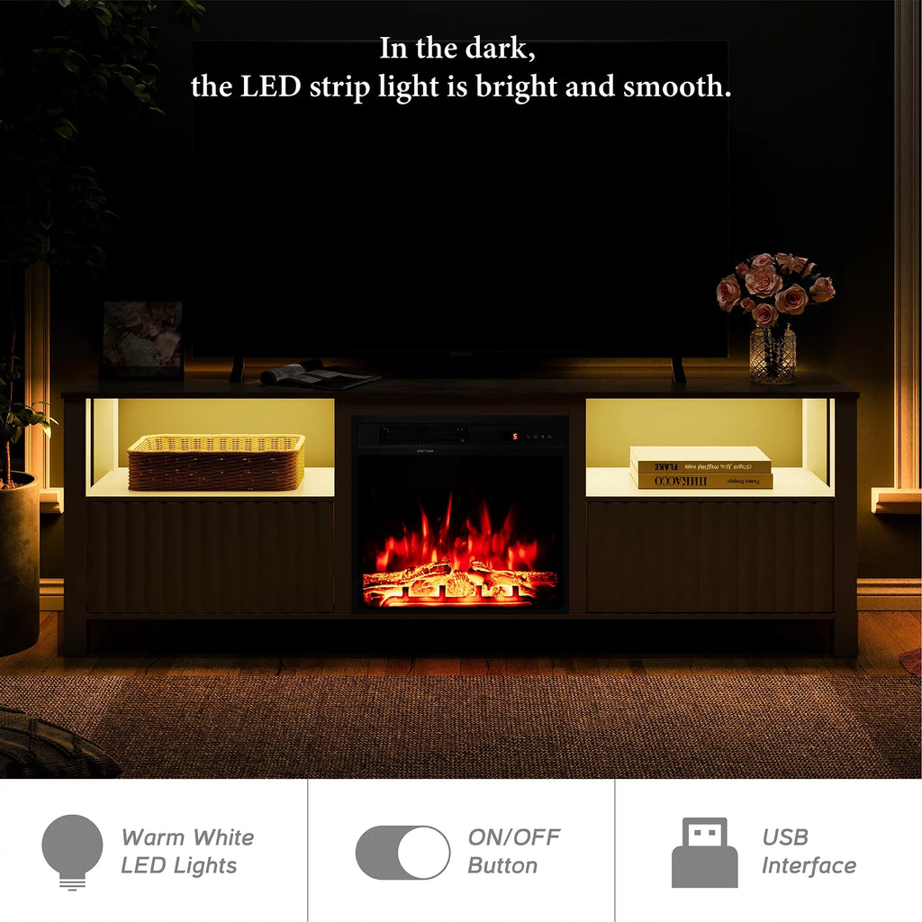 White Wood Fireplace TV Stand for TVs up to 80 Inch X429674