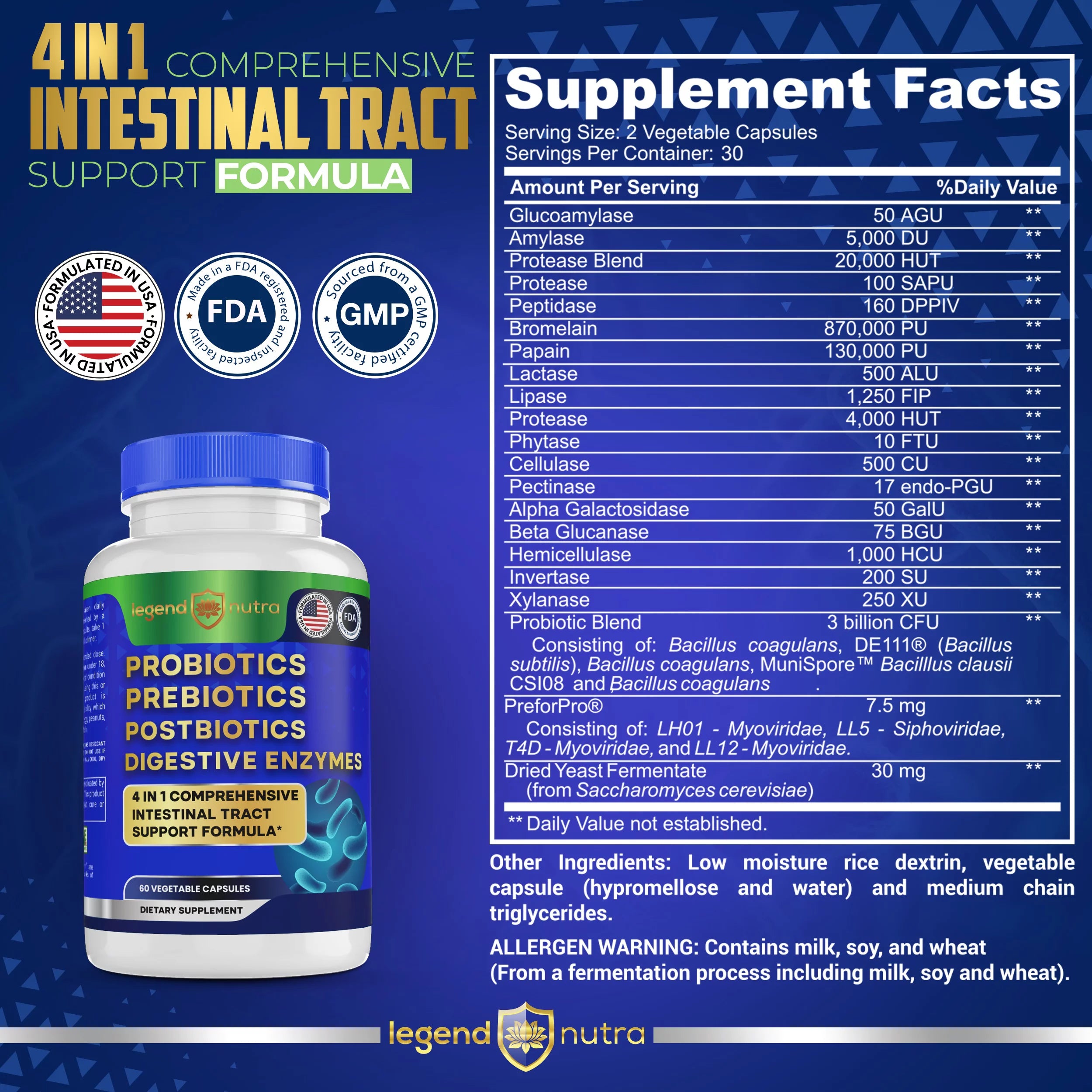 Digestive Enzymes Probiotics 4 in 1 for Men Women, 2-Pack, 120 Ct M73298