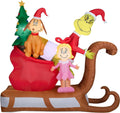 9FT Airblown Inflatable Grinch w/Max and Cindy Lou Who on Sleigh Scene Inflatable Chrsitmas Decor
