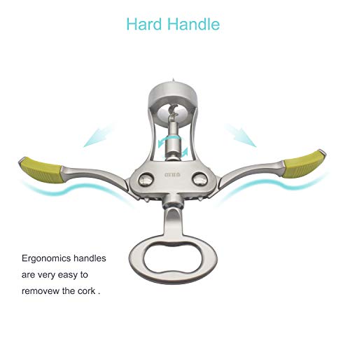 Stainless Steel Wing Corkscrew Wine Opener with Bottle Cap Remover U972