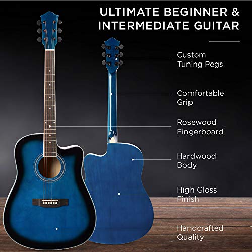 41in Full Size Acoustic Guitar Starter Set with Case, Strap, Capo, Strings, Picks V879042