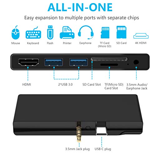 7-in-2 USB-C Docking Station for Surface Go with 4K HDMI, USB 3.0, SD Card Slot S48329