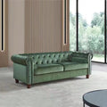Classic Traditional Living Room Upholstered Sofa with high-tech Fabric Surface/ Chesterfield Tufted Fabric Sofa Couch, Large-Green