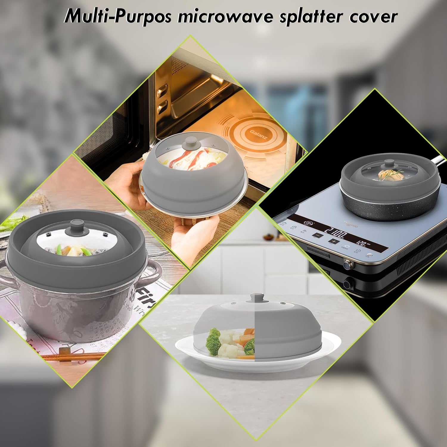 Microwave Splatter Cover with Collapsible Silicone, 10.5 Inch T148
