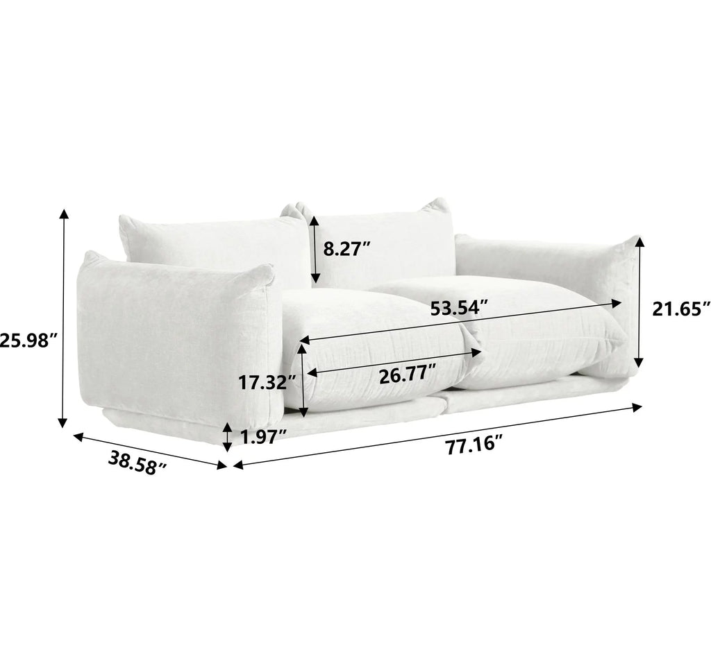Convertible Modular Sectional Sofa Chenille 2-Seat for Living Room, Beige H4229