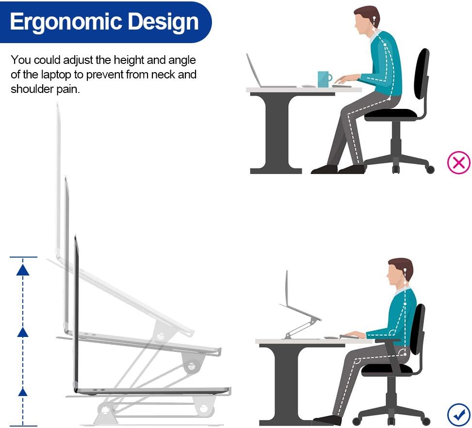 Aluminum Laptop Stand, Ergonomic Adjustable Notebook Riser Holder D99779