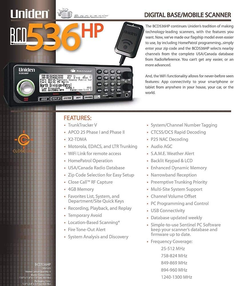 Home Patrol Series Scanner with Wi-Fi and TrunkTracker V R28588