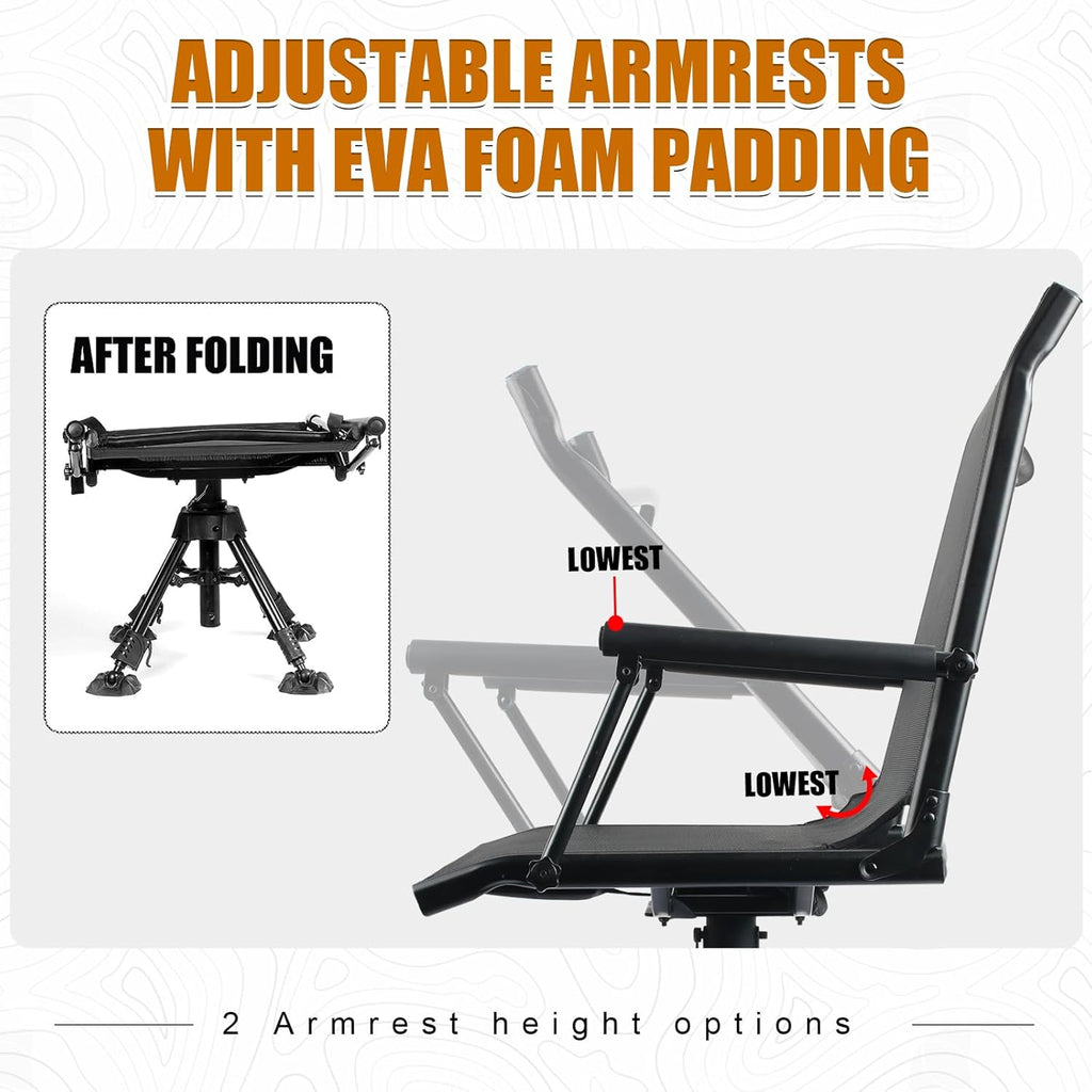 Folding Hunting Blind Chair with 360 Degree Swivel and Adjustable Height N9129