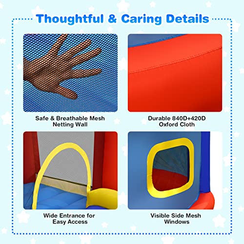 Inflatable Bounce House for Kids Indoor Outdoor with Basketball Hoops and Ball Pit U1574
