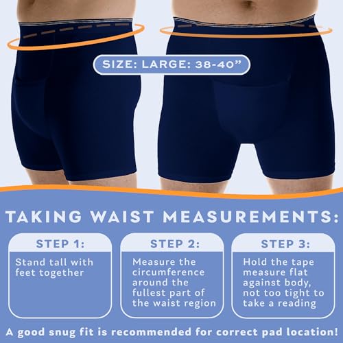 Men’s Incontinence Boxer Briefs with Maximum Absorbency, Reusable & Washable, Pack of 3 P787
