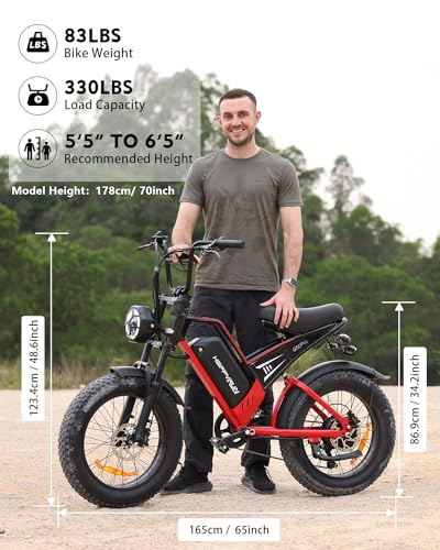 Electric Bike for Adults, 48V 25Ah Removable Battery, 20" Fat Tires C5206
